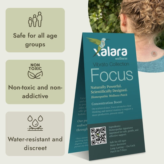 Xalara Focus patch, gentle homeopathic wellness patch for concentration support