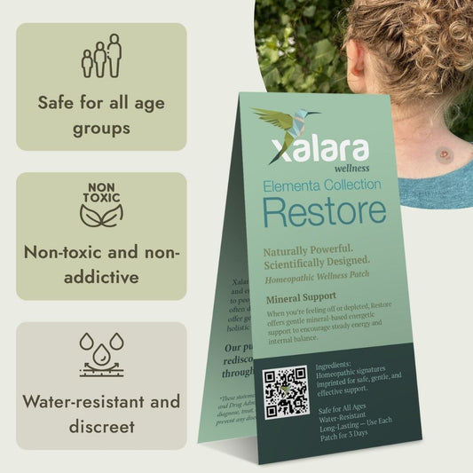 Xalara Restore patch, gentle homeopathic wellness patch for steady energy and mineral support