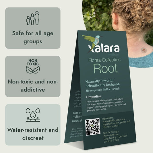 Xalara Root patch, gentle homeopathic wellness patch for grounding support